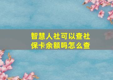 智慧人社可以查社保卡余额吗怎么查