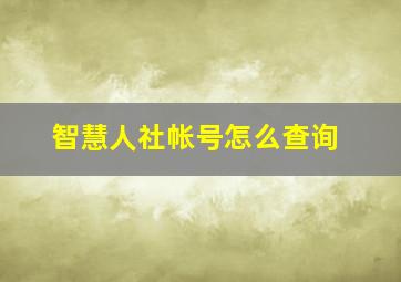 智慧人社帐号怎么查询