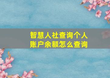 智慧人社查询个人账户余额怎么查询