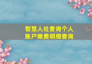 智慧人社查询个人账户缴费明细查询