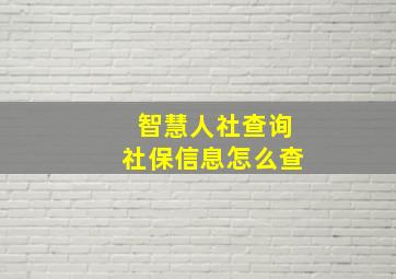 智慧人社查询社保信息怎么查