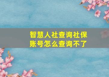 智慧人社查询社保账号怎么查询不了