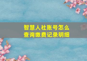 智慧人社账号怎么查询缴费记录明细