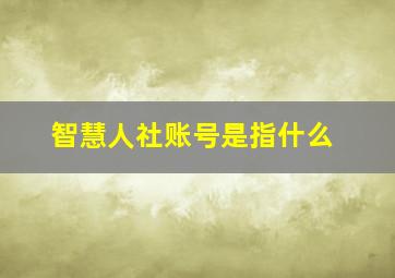 智慧人社账号是指什么