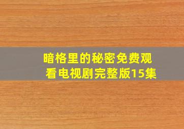 暗格里的秘密免费观看电视剧完整版15集