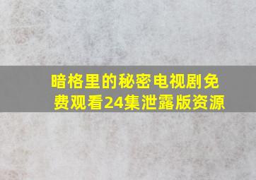 暗格里的秘密电视剧免费观看24集泄露版资源