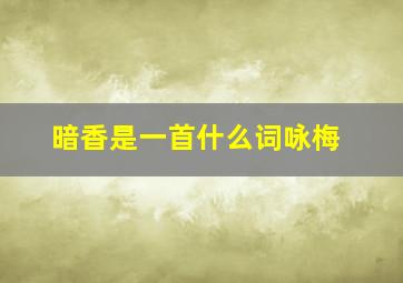 暗香是一首什么词咏梅