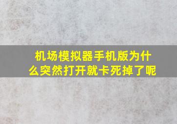 机场模拟器手机版为什么突然打开就卡死掉了呢