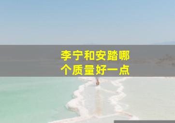 李宁和安踏哪个质量好一点