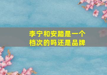 李宁和安踏是一个档次的吗还是品牌