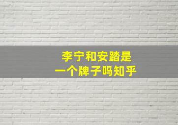 李宁和安踏是一个牌子吗知乎