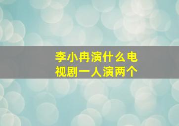 李小冉演什么电视剧一人演两个