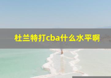 杜兰特打cba什么水平啊