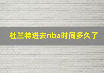 杜兰特进去nba时间多久了