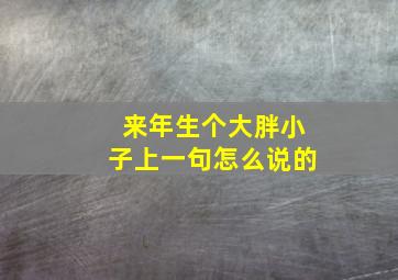 来年生个大胖小子上一句怎么说的