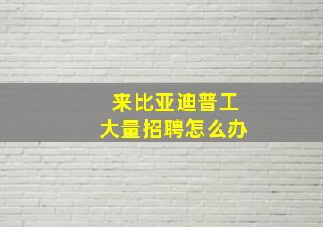 来比亚迪普工大量招聘怎么办