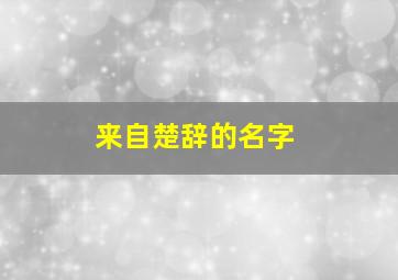 来自楚辞的名字