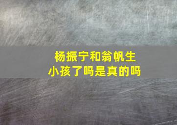 杨振宁和翁帆生小孩了吗是真的吗