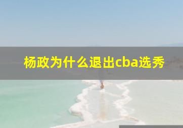 杨政为什么退出cba选秀