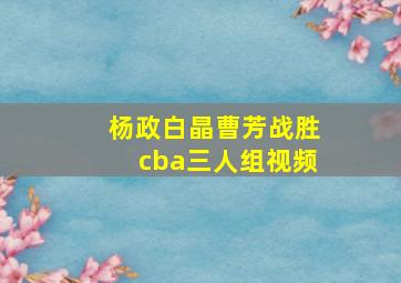 杨政白晶曹芳战胜cba三人组视频