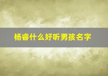 杨睿什么好听男孩名字