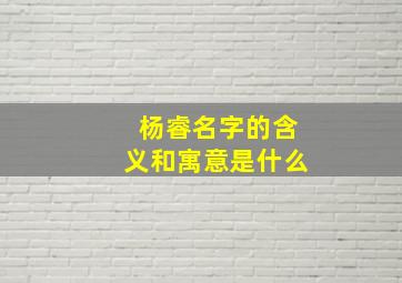 杨睿名字的含义和寓意是什么