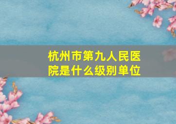 杭州市第九人民医院是什么级别单位