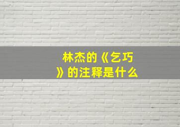 林杰的《乞巧》的注释是什么