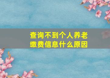 查询不到个人养老缴费信息什么原因