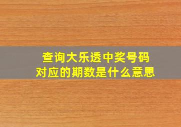 查询大乐透中奖号码对应的期数是什么意思