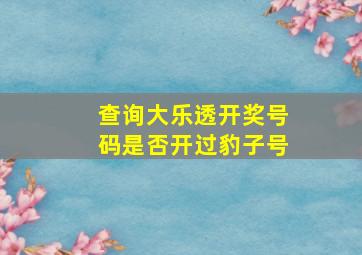 查询大乐透开奖号码是否开过豹子号