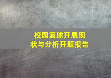 校园篮球开展现状与分析开题报告