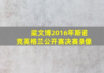 梁文博2016年斯诺克英格兰公开赛决赛录像