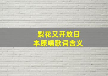 梨花又开放日本原唱歌词含义