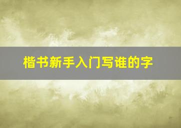 楷书新手入门写谁的字