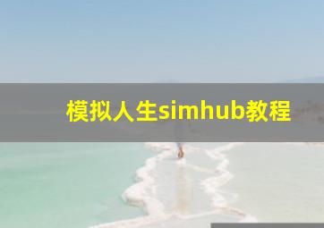 模拟人生simhub教程