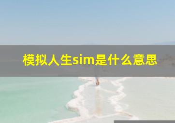 模拟人生sim是什么意思