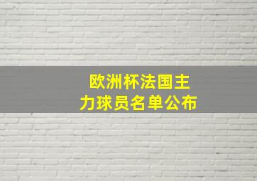 欧洲杯法国主力球员名单公布