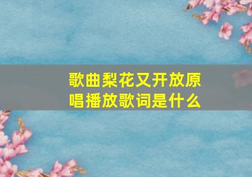 歌曲梨花又开放原唱播放歌词是什么