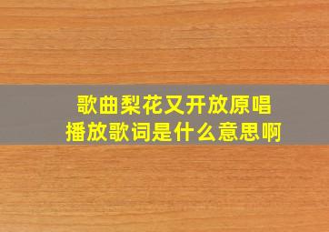 歌曲梨花又开放原唱播放歌词是什么意思啊