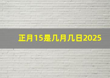 正月15是几月几日2025