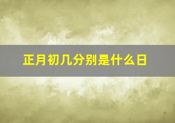 正月初几分别是什么日