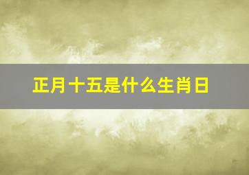 正月十五是什么生肖日