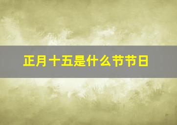 正月十五是什么节节日