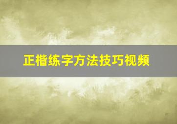 正楷练字方法技巧视频