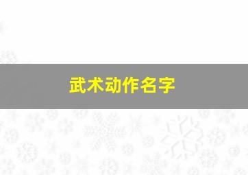 武术动作名字