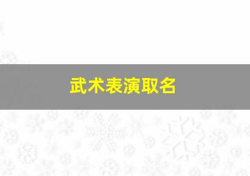 武术表演取名