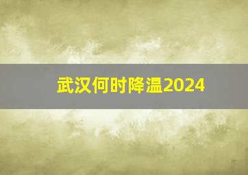 武汉何时降温2024