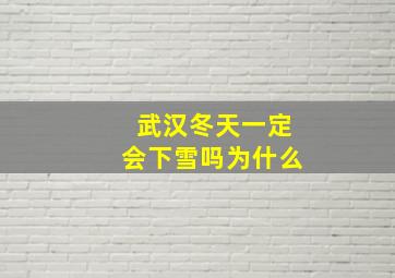 武汉冬天一定会下雪吗为什么