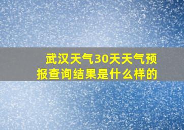 武汉天气30天天气预报查询结果是什么样的